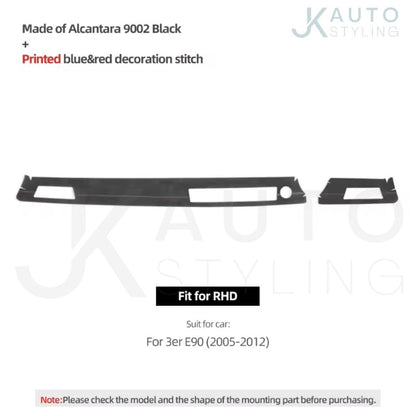 BMW 3 Series E90 2005-2012 Black Alcantara Main Dashboard Panel Trim Cover