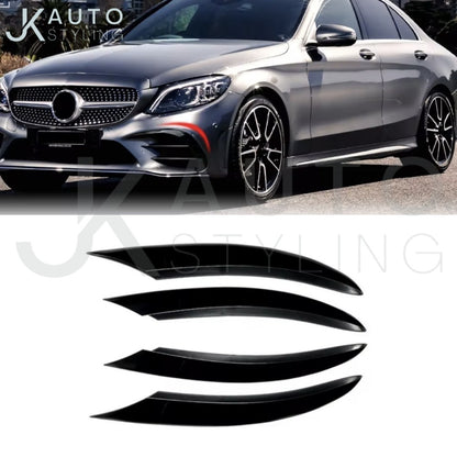 Mercedes Benz C Class W205 C205 Gloss Black Front Bumper Side Vent Trims 4pcs