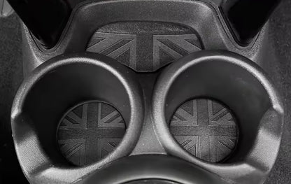 Mini Cooper F55 F56 F57 Car Cup Holder Mats Anti-Slip Black Union Jack 3pcs