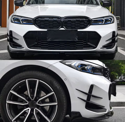 Gloss Black Front Bumper Canards 4pcs For BMW 3 Series G20 G21 G28 2022-2024 LCI