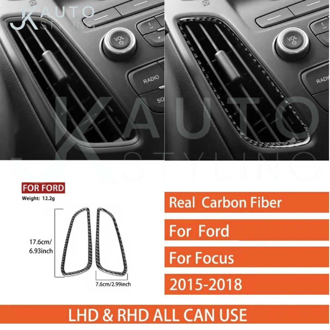 Carbon Fibre Central Air Con Outlet Vent Surrounds For Ford Focus MK3.5 2015-2018