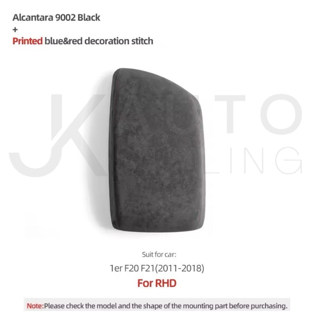 BMW 1 Series F20 F21 2011-2019 Alcantara Armrest Cover With Red Blue Print RHD