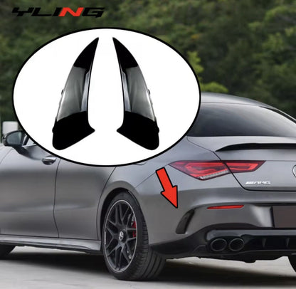 Mercedes CLA C118 2020+ Rear Bumper Grille Vent Canards Gloss Black 2pcs