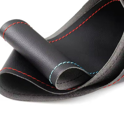 BMW F45 F46 X1 F48 X2 F39 Faux Leather Steering Wheel Cover Self Stitch Blue Red