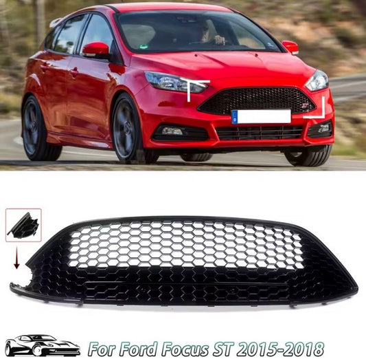 Gloss Black Honeycomb Front Grille For Ford Focus ST MK3.5 2015-2018