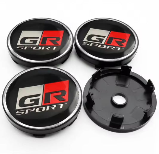 Toyota GR Sport 60mm Wheel Centre Caps 4pcs Hub Caps Black Red Silver