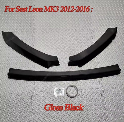 Gloss Black Front Splitter Lip For Seat Leon MK3 5F 2012-2016