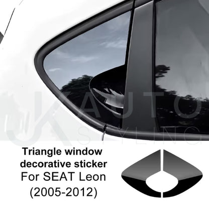Seat Leon MK2 2005-2012 Gloss Black Rear Side Windows Vinyl Overlay