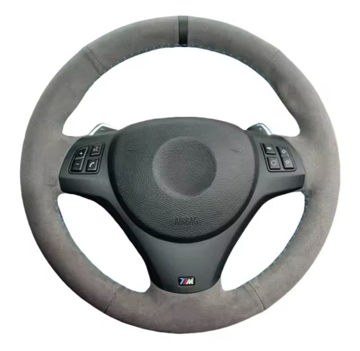 BMW M Sport M3 E90 E91 E92 E93 E87 E81 E82 E88 Suede Steering Wheel Cover Black