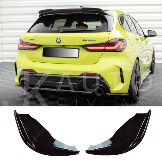 BMW 1 Series F40 M Sport M135i Gloss Black Rear Spats Rear Bumper Side Splitters