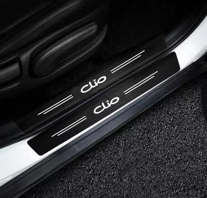 4pcs Renault Clio Car Door Sill Protective Strips Overlays Vinyl Carbon Effect