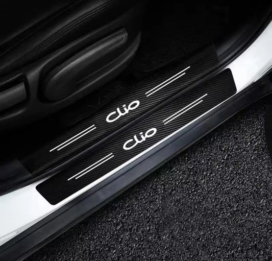4pcs Renault Clio Car Door Sill Protective Strips Overlays Vinyl Carbon Effect