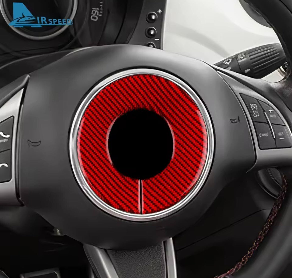 Fiat 500 Abarth 595 2012-2023 Red Carbon Fibre Steering Wheel Trim 3pcs