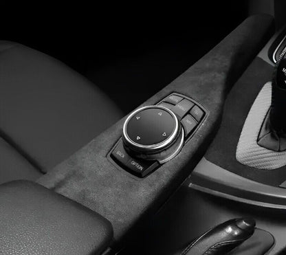 BMW 3 Series 4 Series Black Alcantara Centre Multimedia Panel Trim Cover Overlay