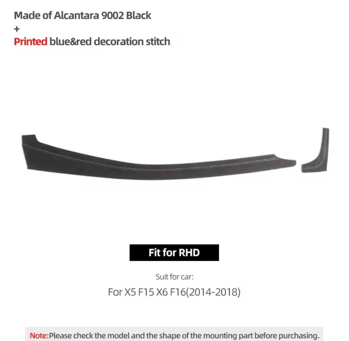 BMW X5 F15 X6 F16 2014-2018 Black Alcantara Centre Dashboard Panel Trim Covers