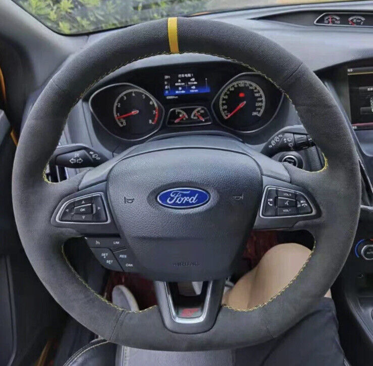 Ford Focus ST RS ST Line Suede Steering Wheel Cover Yellow Thread Kuga ST Line