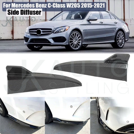 Carbon Fibre Rear Spats Bumper Splitters For Mercedes C Class W205 2015-2021