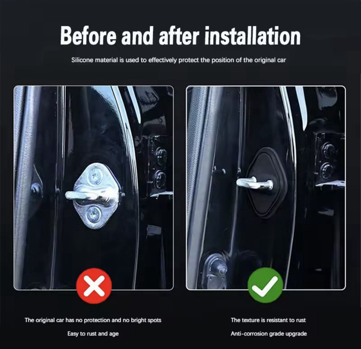 Mazda Speed MS Black Silicone Door Lock Catch Protector Covers 2pcs