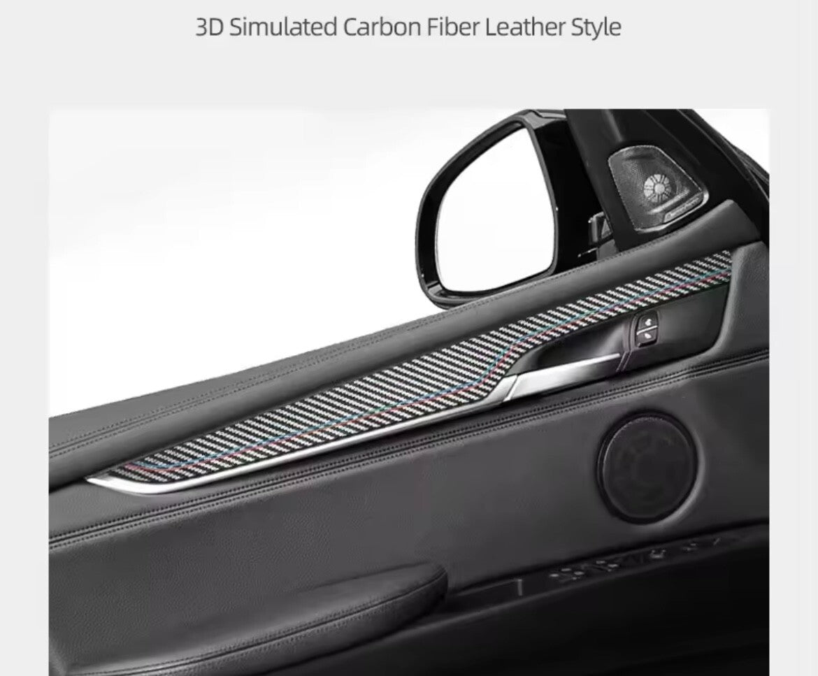 BMW X6 F16 2016-2019 Carbon Fibre Effect Door Card Panel Trim Cover Set 4pcs