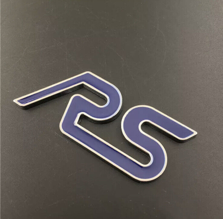 Blue Ford Focus RS Badge Metal Tailgate Boot Body Panel Adhesive Badge Focus RS