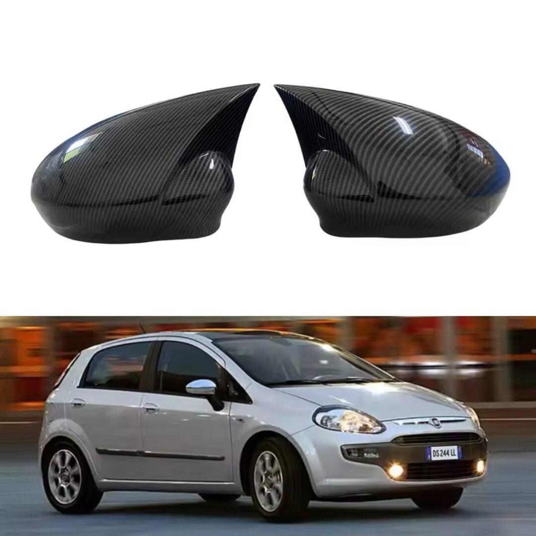 Fiat 500 Punto Abarth Carbon Fibre Effect M Style Sport Wing Mirror Caps Covers