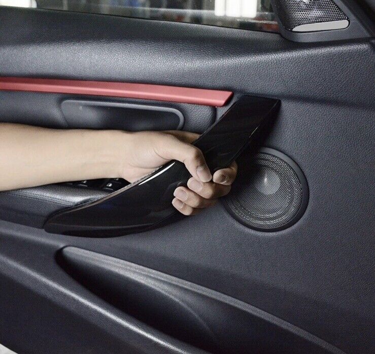 BMW 3 Series F30 F31 F35 F80 Gloss Black Interior Door Grab Handle Trims 4pcs