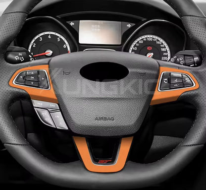 Orange Suede Steering Wheel Trim Cover Overlay 3pcs For Ford Focus MK3.5 2015-2018