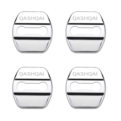 Nissan Qashqai Silver Stainless Steel Door Lock Protector Covers Accessories 4pc