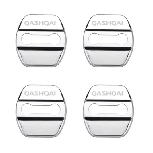 Nissan Qashqai Silver Stainless Steel Door Lock Protector Covers Accessories 4pc
