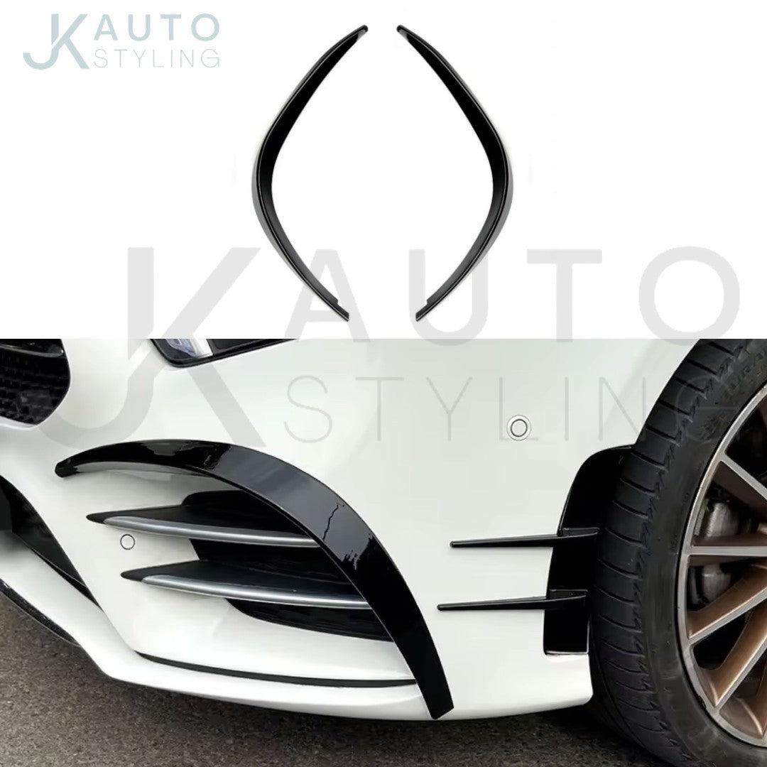 Gloss Black Front Bumper Canards For Mercedes A Class W177 V177 2019-22 A35 AMG