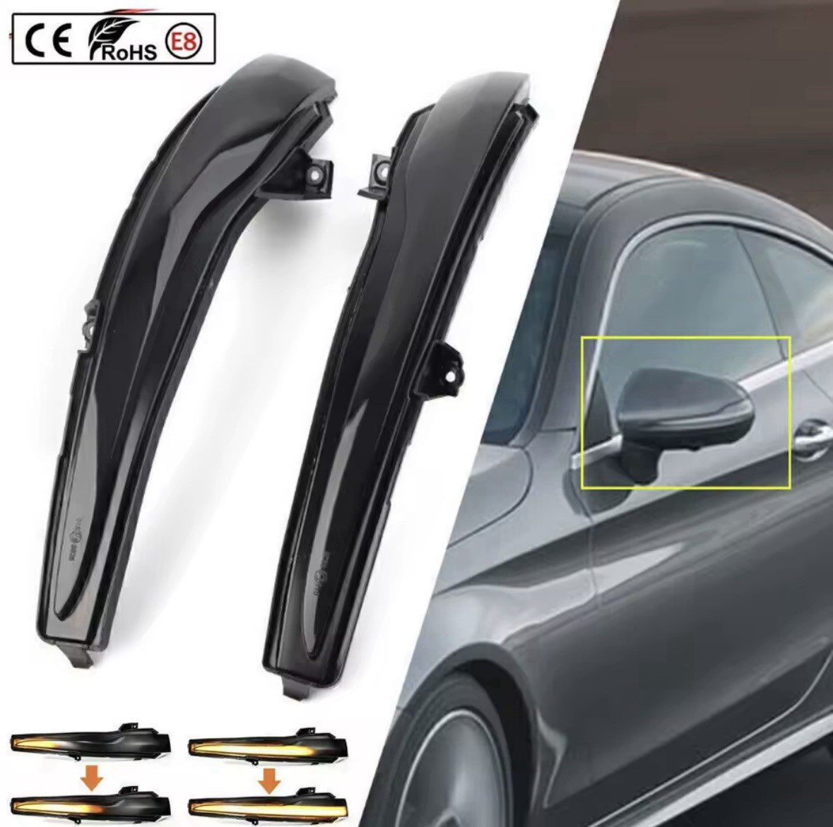 Mercedes C Class GLC W205 X253 Dynamic LED Sequential Mirror Indicators Smoked