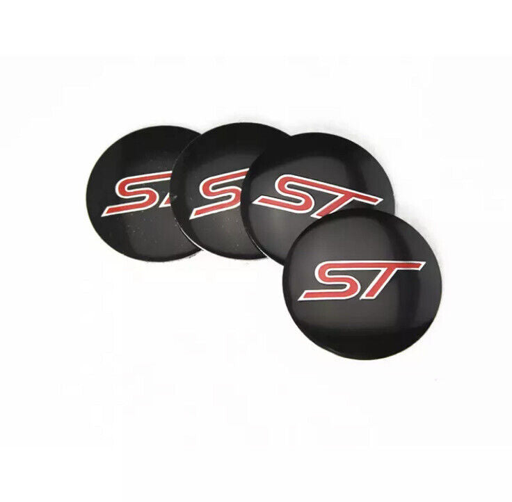 Ford Fiesta Focus ST 56mm Wheel Centre Cap Overlay Cover 4pcs Black & Red