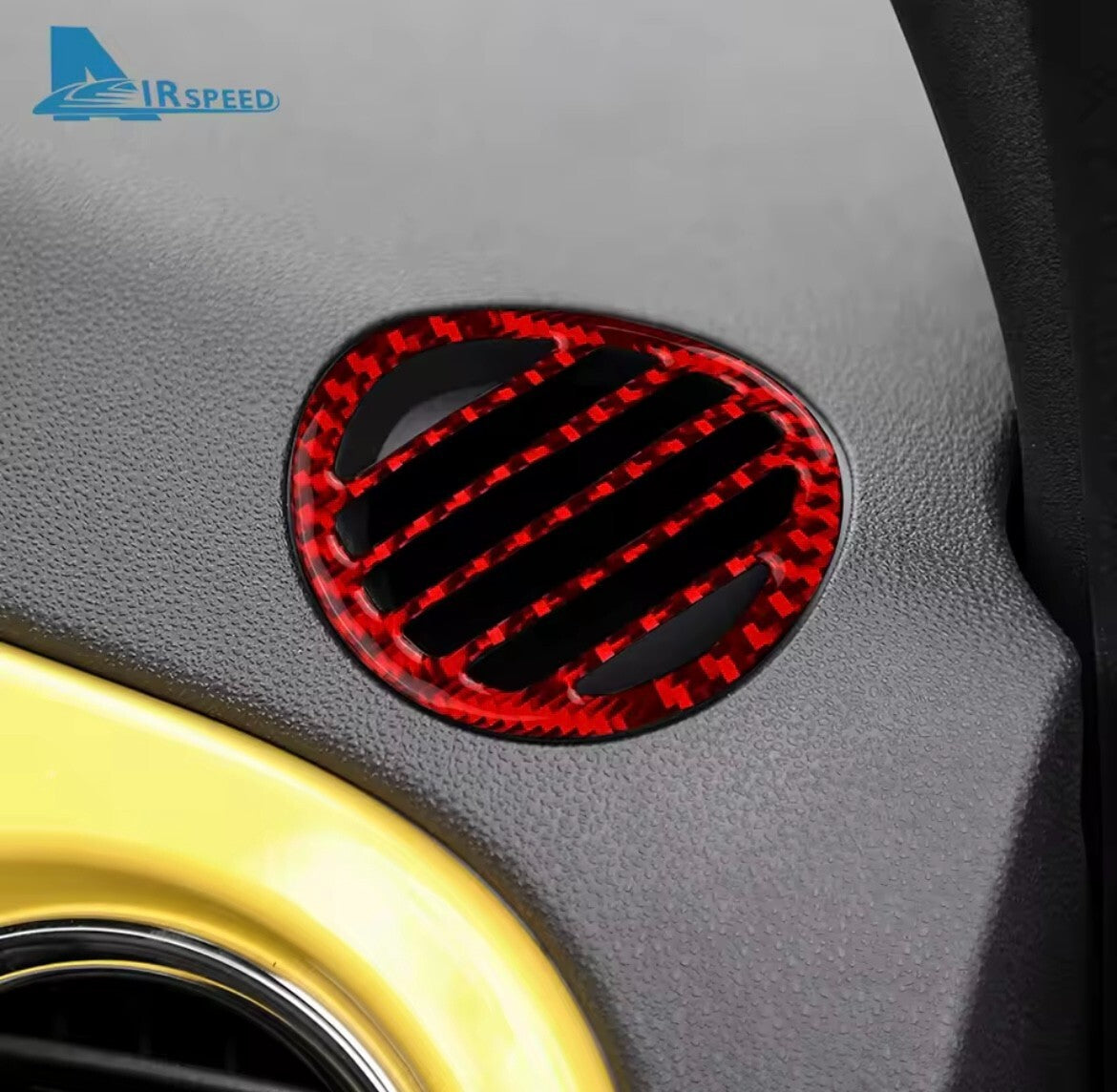 Fiat 500 Abarth 595 Red Carbon Fibre Dashboard Top Air Vent Outlet Surround Trim
