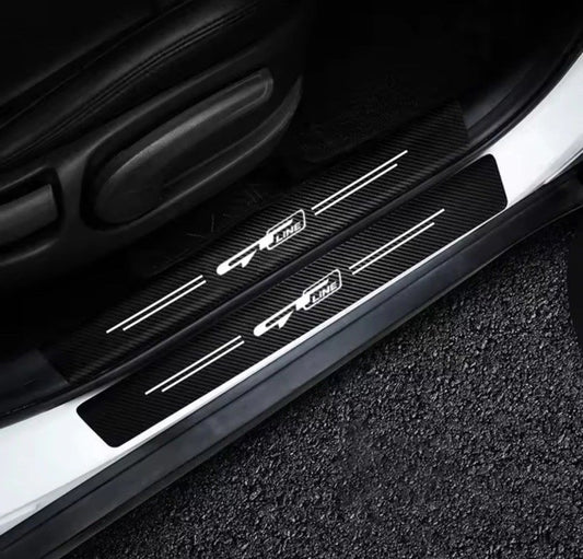 Kia GT Line Carbon Fibre Effect Car Door Sill Protector Strips Vinyl 4pcs