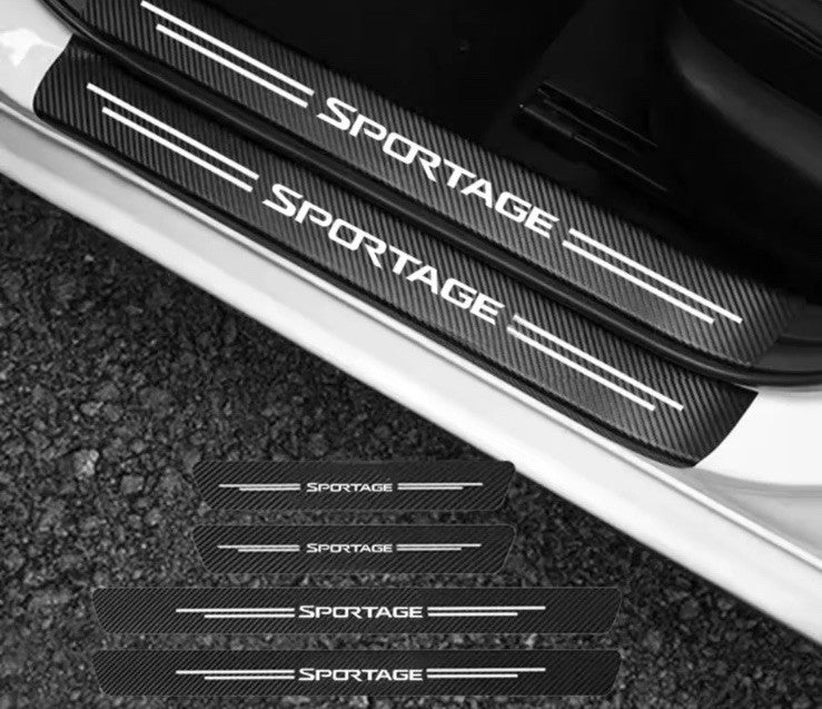 Kia Sportage Carbon Fibre Effect Adhesive Door Sill Overlay Strips Vinyl 4pcs