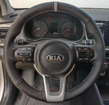 Kia Rio K2 Picanto Morning 2017-2019 PU Leather Steering Wheel Cover Self Stitch