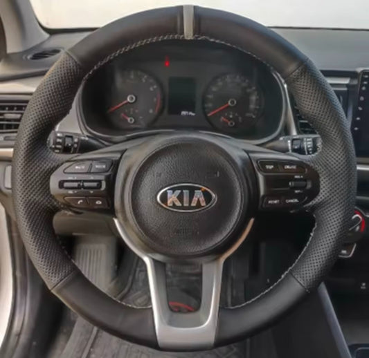 Kia Rio K2 Picanto Morning 2017-2019 PU Leather Steering Wheel Cover Self Stitch