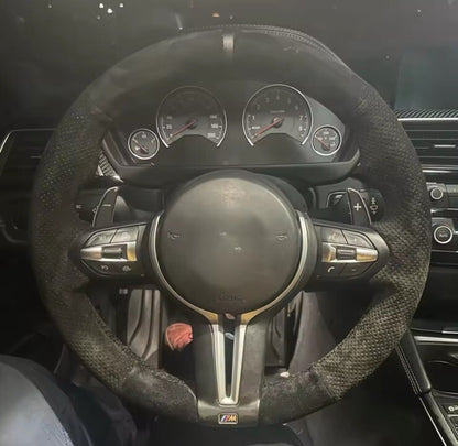 BMW M Sport Performance Suede Steering Wheel Cover Self Stitch Stealth Black
