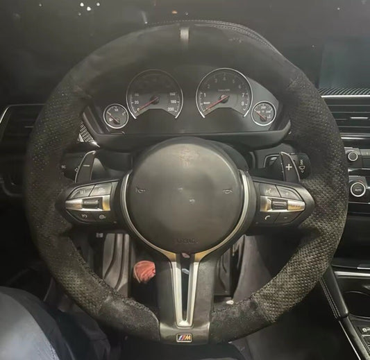 BMW M Sport Performance Suede Steering Wheel Cover Self Stitch Stealth Black