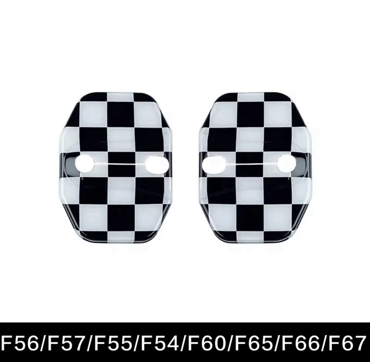 Checkered Door Lock Covers For Mini F54 F55 F56 F57 F60 F65 F66 F67 2pcs