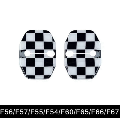 Checkered Door Lock Covers For Mini F54 F55 F56 F57 F60 F65 F66 F67 2pcs