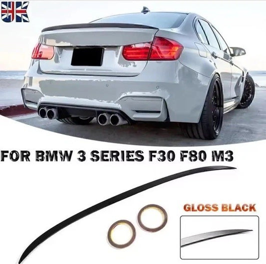 BMW 3 SERIES F30 F80 M3 STYLE REAR BOOT SPOILER LIP GLOSS BLACK 100% FIT
