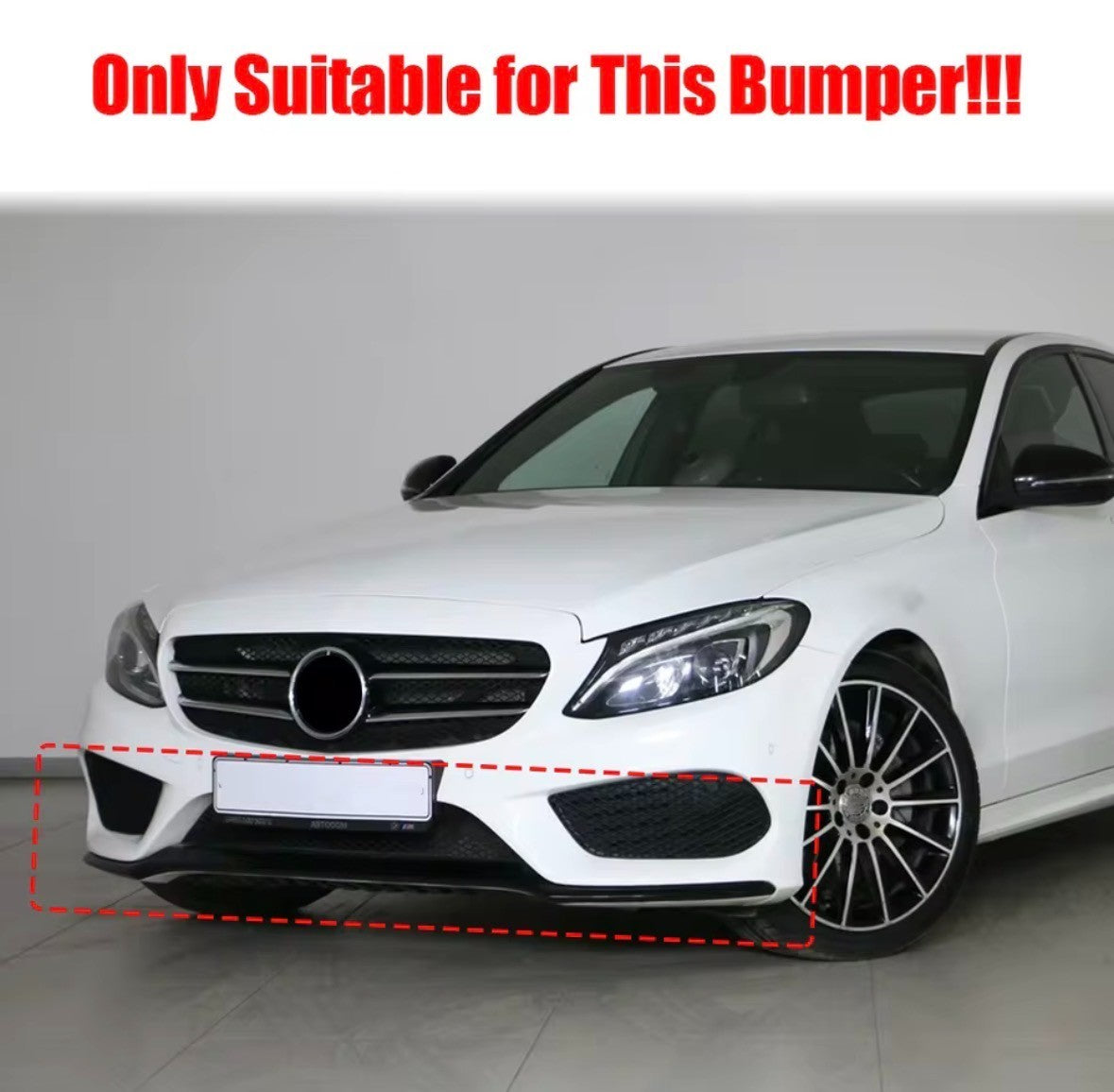 Gloss Black Front Bumper Lower Trim 3pcs For Mercedes C Class W205 C205 2015-18