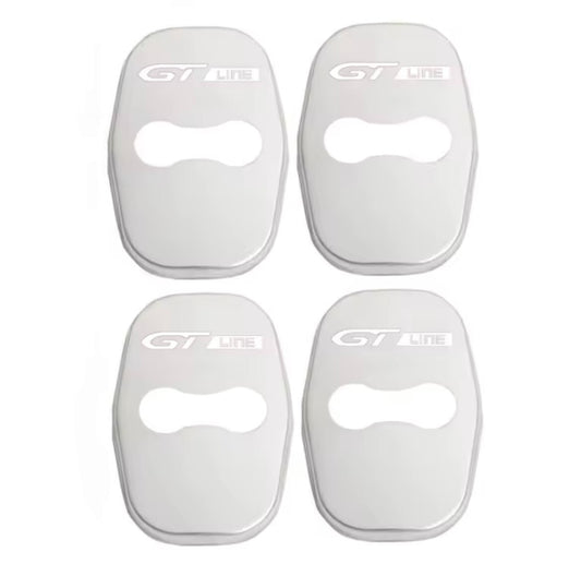 Peugeot GT Line Silver Stainless Steel Door Lock Catch Protector Covers 4pcs