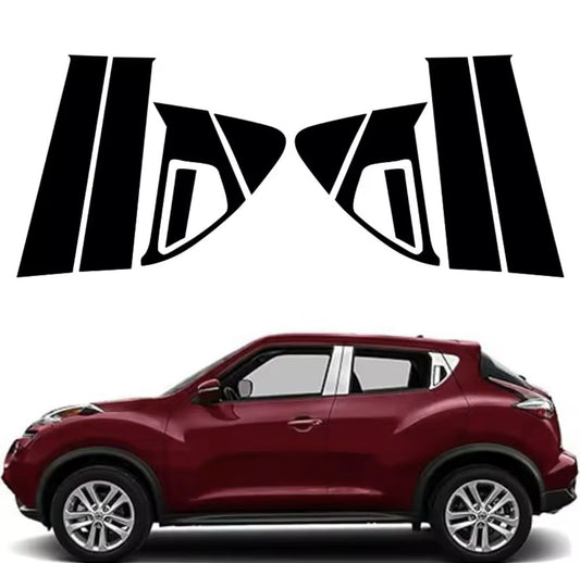 Nissan Juke 2011-2017 Gloss Black Window Trim Pillar Set 10pcs De-Chrome