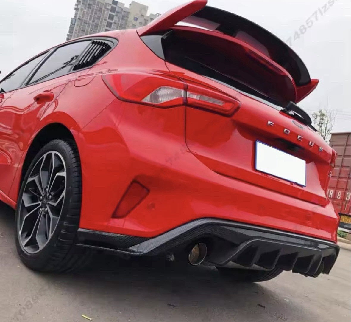 Ford Focus ST MK4 2018-2022 Gloss Black Full Rear Bumper Diffuser 3pcs Body Kit