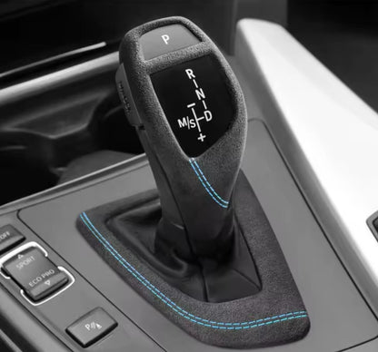 BMW 1 2 3 4 Series Alcantara Automatic Gear Base Surround Cover Blue Line