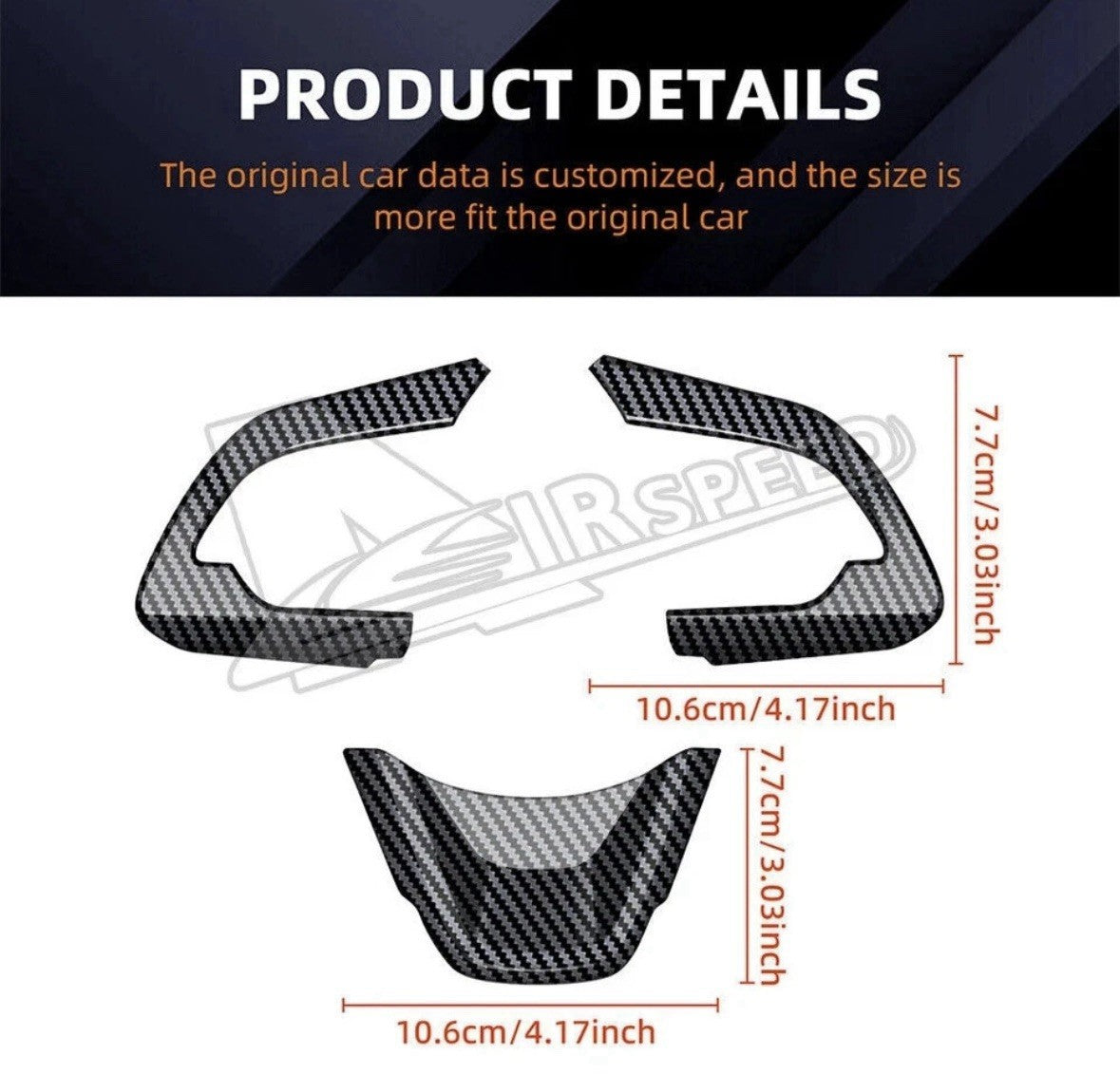 Suzuki Swift 2017-2025 Carbon Fibre Steering Wheel Trim Cover Overlay Set