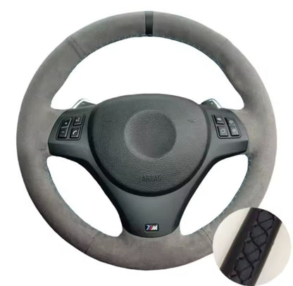 BMW M Sport M3 E90 E91 E92 E93 E87 E81 E82 E88 Suede Steering Wheel Cover Black