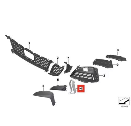 BMW 3 Series G20 G21 M340i Gloss Black Front Bumper Side Vent Cover Trim Set